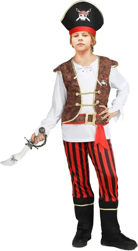 Vista 2 de Simplecc Disfraz de pirata para niños, juego de rol, disfraz de pirata para niños pequeños
