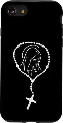 Vista 46 de iPhone 16 Rosario Virgen María Dios Jesús Fe Religioso Católico Estuche de Regalo