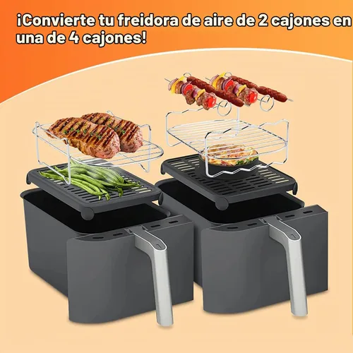 Vista 3 de Accesorios para freidora de aire de doble cesta, juego de 10 piezas compatibles con la freidora de aire dual Ninja DZ201, DZ401 y la mayoría