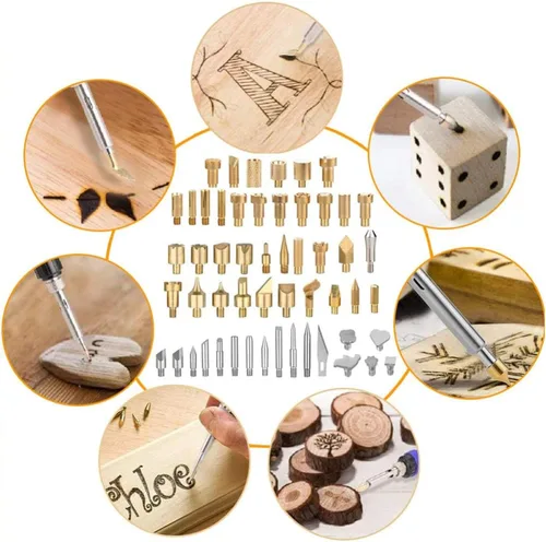 Vista 3 de Kit de Combustión de Madera, Juego de Herramienta de Combustión de Madera con Temperatura Ajustable 200~450 ℃ Kit de Pirografía para Adultos