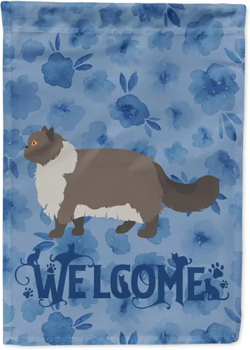 Vista 306 de Caroline's Treasures CK4813CHF - Bandera de bienvenida con gato abisinio azul, manga grande, para porche, para colgar en la pared, poliéster