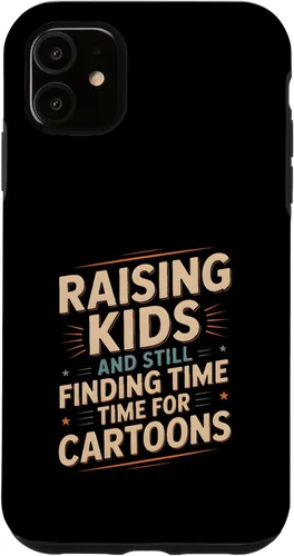 Vista 8 de Raising Kids and Still Finding Time Time for Cartoons Humor Case for iPhone XR