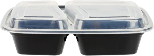 Vista 13 de Asporto - Cajas para llevar con compartimentos de 32 onzas, 50 recipientes para preparar comidas para microondas, 2 compartimentos, con tapas