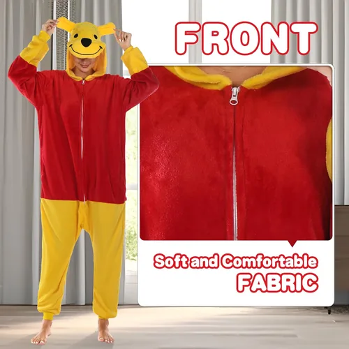 Vista 6 de JULGIRL Pijama unisex de franela para adultos, disfraz divertido de una pieza de animal para cosplay para mujeres y hombres