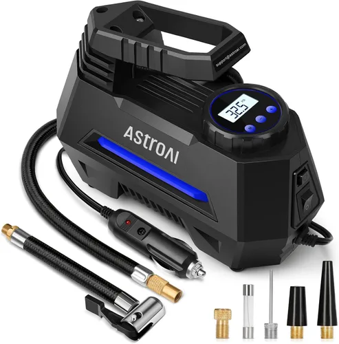 Vista 10 de AstroAI - Inflador de neumáticos - Compresor de aire portátil para neumáticos de auto - Bomba automática de 12 V CC con manómetro digital, con luz