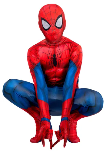 Vista 2 de Disfraz Zentai de Hombre Araña Rojo y Azul para Niños Multicolor