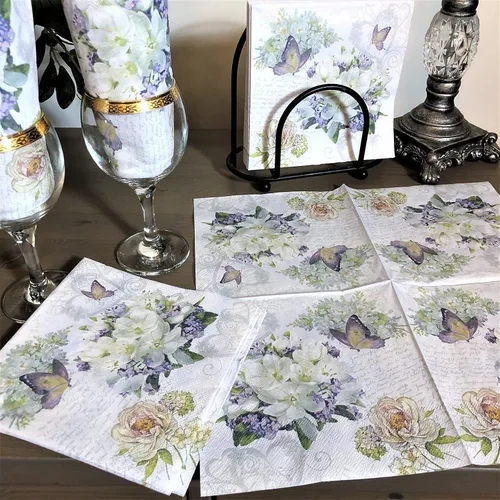 Vista 3 de Servilletas florales para el día de la madre, 20 unidades, 13 x 13 pulgadas, diseño floral, papel de San Valentín, decorativo, floral, almuerzo