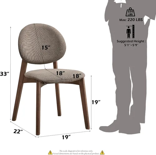 Vista 9 de Acme Hadasa - Silla auxiliar de lino y madera en color marrón y nogal (juego de 2)