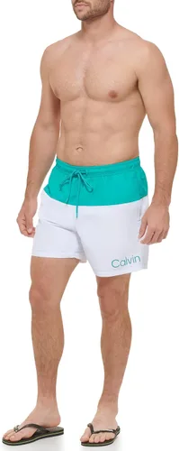 Vista 5 de Calvin Klein Men's Standard Uv Protected Two Tone Logo Swim Trunk