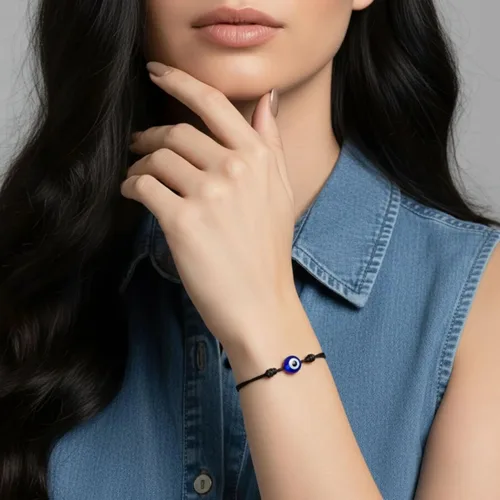 Vista 23 de Pulsera Lucky Evil Eye, gargantilla y tobillera – Talismán de protección de cuerda roja y negra Joyería minimalista Mal de Ojo para la buena suerte