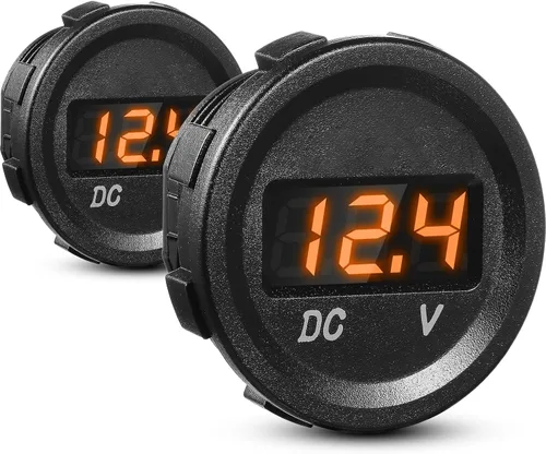 Vista 9 de BBTO 2 Piezas DC 12V Medidor de Voltaje para Auto con Pantalla LED, Voltímetro Digital Impermeable, Panel Redondo Compatible con Vehículo