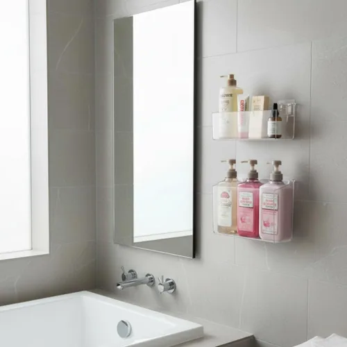 Vista 5 de Organizador de almacenamiento adhesivo para montar en la pared, paquete de 2 unidades para almacenamiento de juguetes de baño, cocina, baño