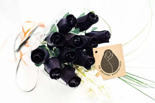 Vista 5 de Ramos originales de rosas de madera en 1, 2, o 3 docenas, Madera de abedul, 1 Docena