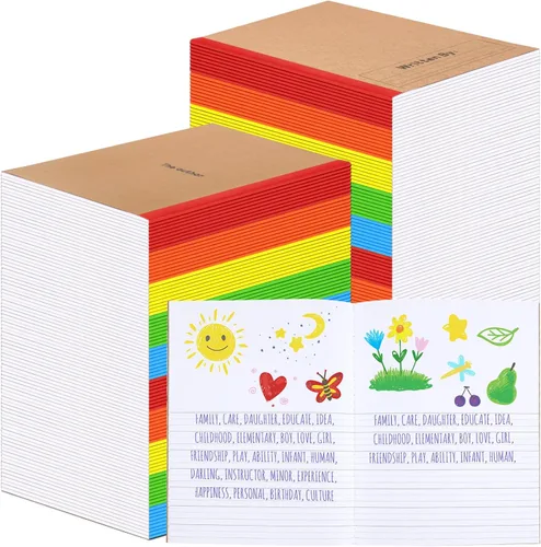 Vista 24 de Henoyso Paquete de 5 cuadernos de composición primaria, 9-3/4 x 7-1/2 pulgadas, diario primario para niños, cuaderno de escritura K-2 para niños