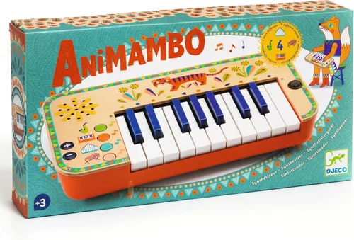 Vista 3 de DJECO Animambo - Sintetizador - Instrumento musical seguro para niños, lindo juguete musical educativo para habilidades motoras, creatividad