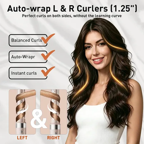 Vista 4 de Mythsight StyleVibe - Moldeador de aire 6 en 1 con difusor de pelo, rizadores automáticos (L/R), secador de pelo y cepillo alisador con estuche
