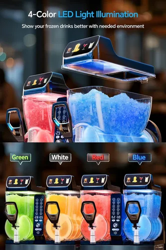 Vista 3 de Máquina comercial de granizado de 30 l, fabricante de bebidas congeladas de 2 tanques para Margarita Daiquiri Wine Frappe, dispensador de aguanieve