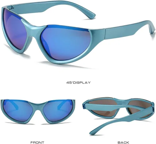 Vista 5 de LASPOR Gafas de sol deportivas envolventes para mujeres y hombres, lentes deportivos Y2K