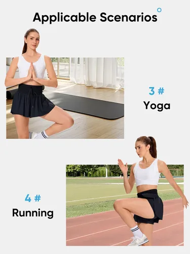 Vista 5 de Blaosn Pantalones cortos deportivos fluidos para mujer, entrenamiento, correr, gimnasio, yoga, falda pantalón de cintura alta, falda de sudor, ropa
