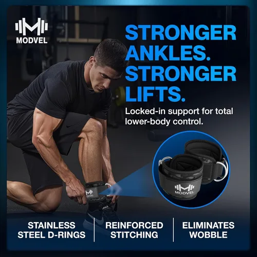 Vista 6 de Modvel Gym Ankle Strap for Cable Machines – Glute & Leg Kickback Ankle Straps for Gym Workouts – Adjustable, Padded Support for Strength Training