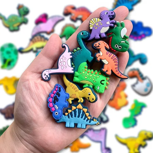 Vista 3 de 30 45 dijes de dinosaurio para zapatos, sandalias y pulseras, dijes de dinosaurio para niños, hombres, niños y adultos, recuerdos de fiesta