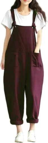 Vista 74 de PAODIKUAI Overol casual con estampado de calavera para mujer, overol suelto con bolsillos