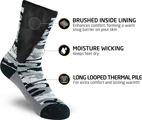 Vista 3 de HOT FEET Calcetines térmicos para niños, calcetines cálidos con aislamiento de invierno para niños y niñas, cómodos y gruesos, paquete de 2