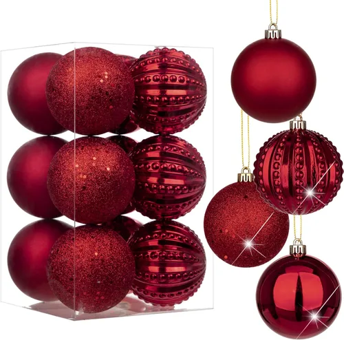 Vista 31 de Adornos de bolas de Navidad negras de 2.36 pulgadas, 25 piezas inastillables, set de adornos de Navidad, bolas de Halloween, adorno negro para árbol