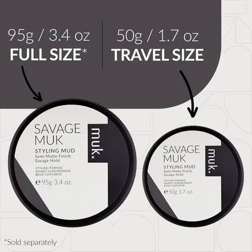 Vista 3 de MUK. Haircare Savage - Lodo semimate para peinar, producto para el cabello, pasta para el cabello para hombres, fijación fuerte, bajo brillo, 1.76