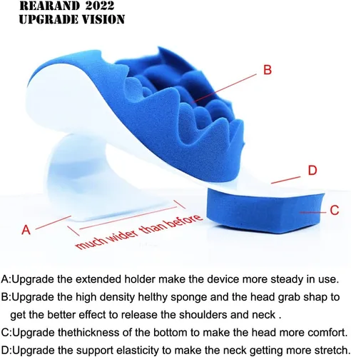 Vista 3 de REARAND® Relajante de cuello y hombros - Estirador ergonómico de cuello para aliviar el dolor, almohada quiropráctica para alineación de la columna