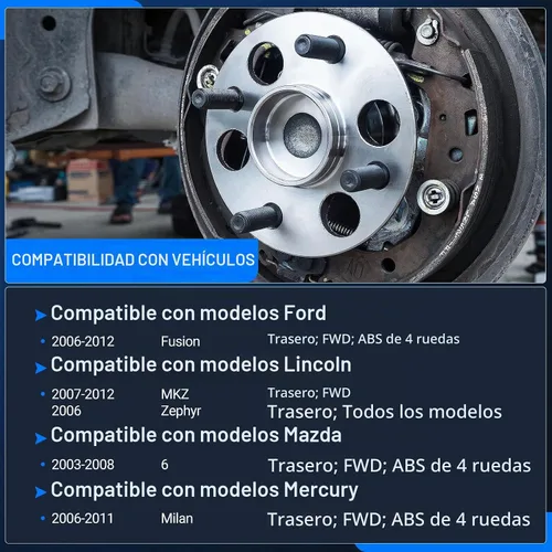 Vista 2 de Autoround 512271 FWD Conjunto de cubo de rueda trasera para Ford Fusion
