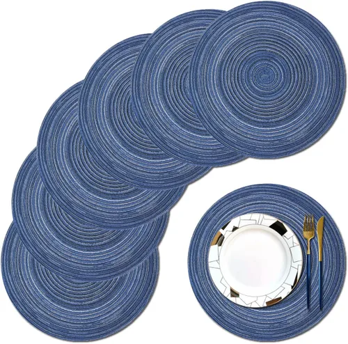 Vista 29 de PIGCHCY Juego de 4 manteles individuales en forma de cuña para mesa de comedor, tejido cruzado, lavables, resistentes al calor, manteles Bambúes
