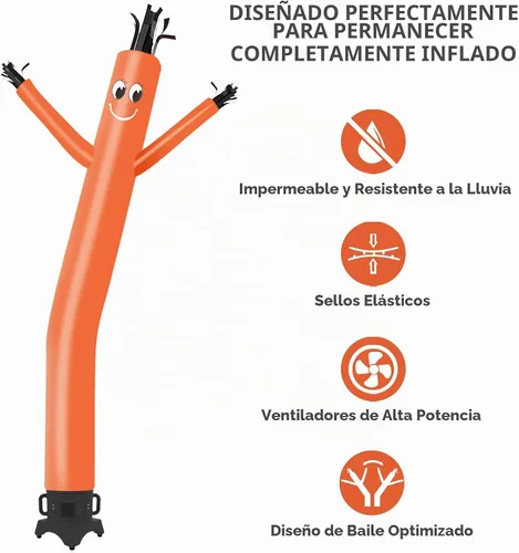 Vista 4 de MOUNTO Hombre tubo inflable de 10 pies que baila con el paso del aire para señal de tienda (naranja)
