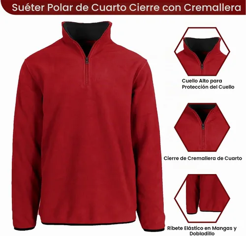 Vista 2 de JH DESIGN GROUP Sudadera Pullover Térmica de Forro Polar con Cremallera de un Cuarto para Hombre de Manga Larga Suéter de Peso Medio en 6