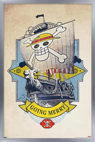 Vista 10 de Trends International Netflix One Piece - Póster de pared Going Merry de 14.72 x 22.37 pulgadas, versión enmarcada de madera de granero