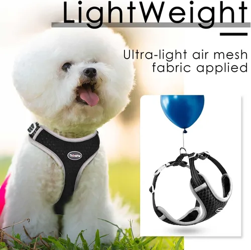 Vista 3 de ThinkPet Arnés de ventilación reflectante transpirable suave sin tirones para cachorros, chaleco de ventilación para cachorros pequeños y medianos