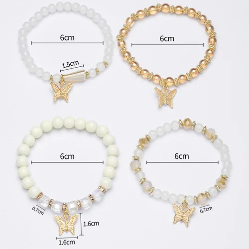 Vista 4 de MIFYNN Pulseras de mariposa multicolor para mujer, pulsera elástica de mariposa multicapa, pulsera de cuentas de cristal para mujer, regalos