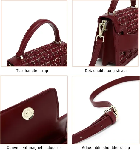 Vista 3 de LL LOPPOP Bolso cruzado pequeño con clase, bolsos de mano superior para mujer, bolsos con asa
