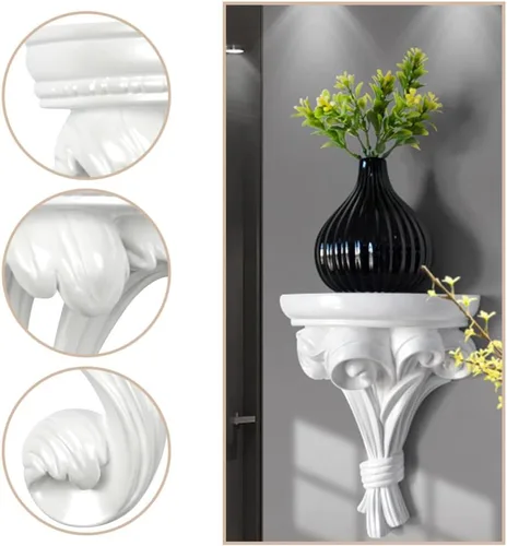 Vista 7 de Cabilock Estante flotante de pared de resina de estilo nórdico, estante de almacenamiento para decoración del hogar, organizador compacto para baño