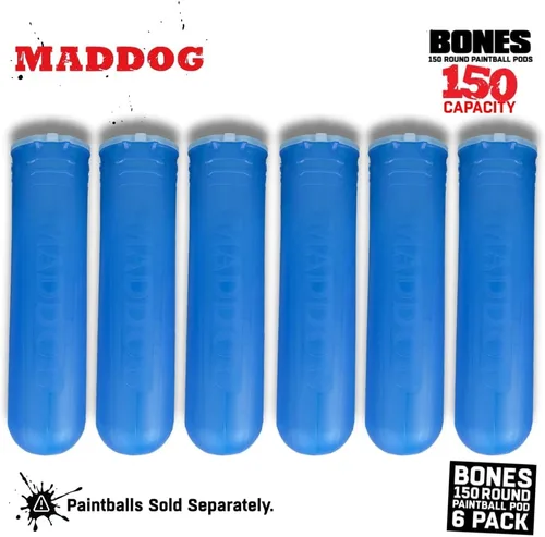 Vista 3 de Maddog 150 cápsulas redondas de paintball de huesos Tubos duraderos de recarga rápida para torneos y recreativos Speedball Woodsball Paquete de 6