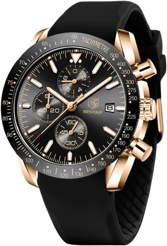 Vista 12 de BENYAR Reloj analógico de cuarzo cronógrafo impermeable luminoso de diseñador para hombre, reloj de pulsera para hombre, para negocios, trabajo