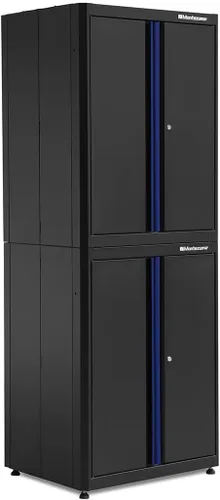 Vista 7 de Sistema de almacenamiento de herramientas de garaje Montezuma - Gabinete base apilable con bloqueo de 2 puertas de 30.5 x 24 pulgadas con pestillos