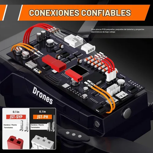 Vista 3 de JST-PH Kit de conectores de 0.079 in y JST-SYP de 0.098 in con herramienta de crimpado de trinquete AWG28-17, juego de terminales de cable de 21
