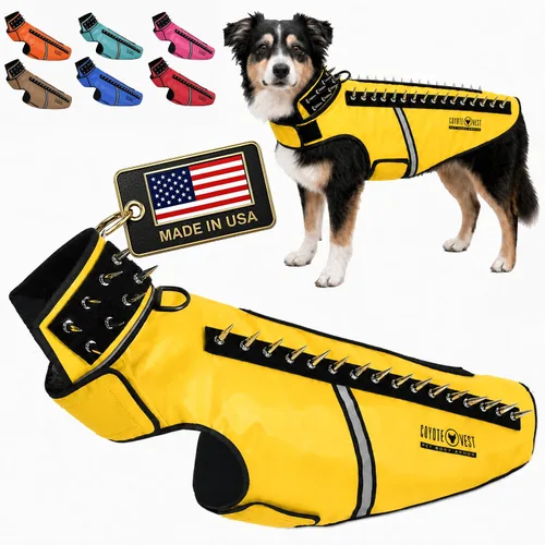 Vista 44 de CoyoteVest SpikeVest - Chaleco de arnés para perro, accesorios reflectantes para perros con picos para proteger a tu mascota de ataques de Raptor