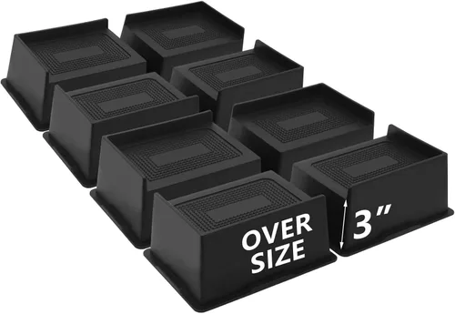Vista 27 de Paquete de 4 elevadores de cama de 2 pulgadas, elevadores de muebles de gran tamaño resistentes, elevadores de cama extra anchos para mesa, sofá