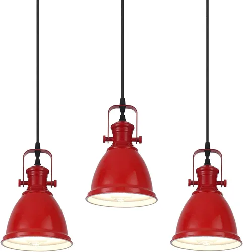 Vista 11 de Paquete de 3 luces colgantes negras para isla de cocina, lámpara colgante vintage, 6.5 pulgadas, altura ajustable, iluminación colgante