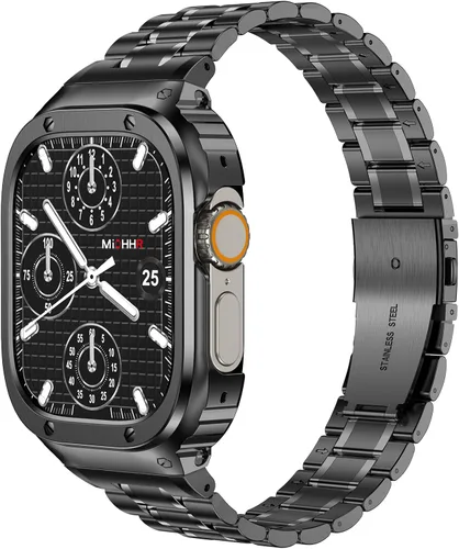 Vista 21 de MioHHR Correa de Acero Inoxidable para Reloj con Estuche Compatible con Correas de Apple Watch 40/41 mm, Correa Resistente con Cubierta Protectora