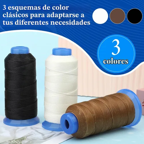 Vista 5 de Cordón encerado de 0.02 in, negro, hilo de abalorios de 490 yardas