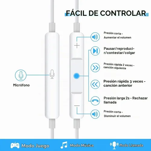 Vista 3 de Paquete de 2 auriculares con cable, con micrófono y control de volumen, auriculares intrauditivos de 0.138 in, auriculares con cancelación de ruido