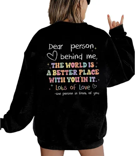 Vista 2 de DUTUT Dear Person Behind Me Shirts for Women Mental Health Sweatshirt You Matter Shirt Teacher Inspiration Blouse Tops Tops